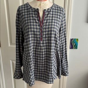 J. Jill Blue and Gray checked blouse